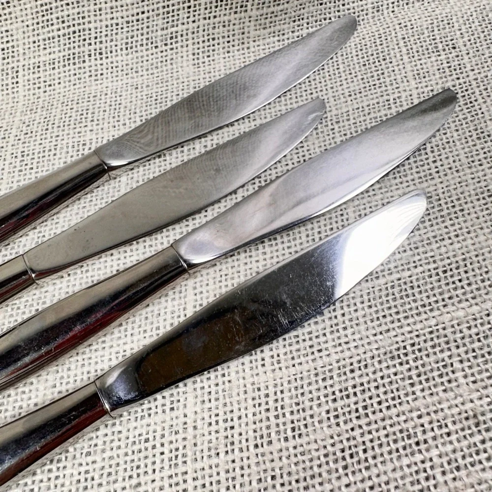Ebbtide Solid Stainless USA Dinner Knives Set of 4 Mid Century‎ Modern Flatware